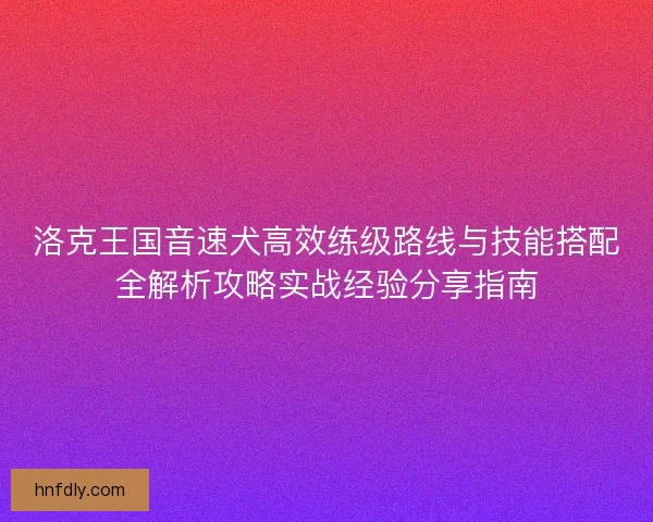 洛克王国音速犬高效练级路线与技能搭配全解析攻略实战经验分享指南